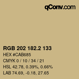 カラーコード: RGB 202 182.2 133 | qconv.com