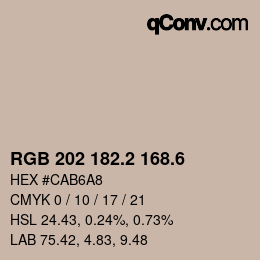 カラーコード: RGB 202 182.2 168.6 | qconv.com