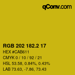 カラーコード: RGB 202 182.2 17 | qconv.com