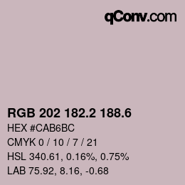 カラーコード: RGB 202 182.2 188.6 | qconv.com