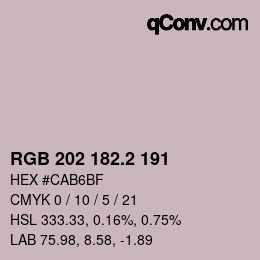 カラーコード: RGB 202 182.2 191 | qconv.com