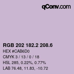 カラーコード: RGB 202 182.2 208.6 | qconv.com