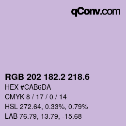 カラーコード: RGB 202 182.2 218.6 | qconv.com