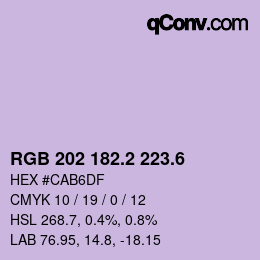 カラーコード: RGB 202 182.2 223.6 | qconv.com