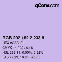 カラーコード: RGB 202 182.2 233.6 | qconv.com