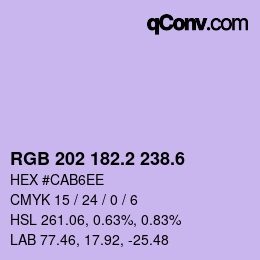カラーコード: RGB 202 182.2 238.6 | qconv.com