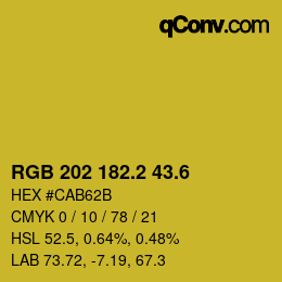 カラーコード: RGB 202 182.2 43.6 | qconv.com