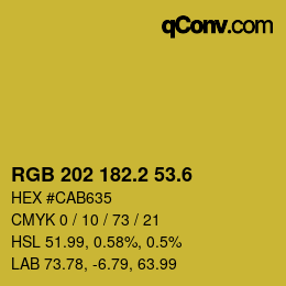 カラーコード: RGB 202 182.2 53.6 | qconv.com