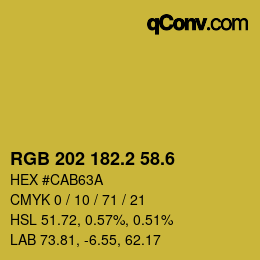 カラーコード: RGB 202 182.2 58.6 | qconv.com