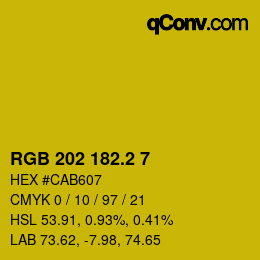 カラーコード: RGB 202 182.2 7 | qconv.com