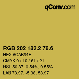 カラーコード: RGB 202 182.2 78.6 | qconv.com