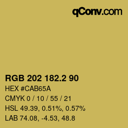 Color code: RGB 202 182.2 90 | qconv.com