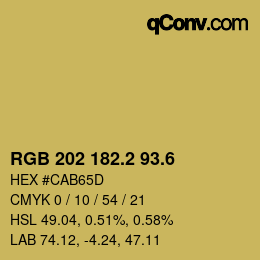 カラーコード: RGB 202 182.2 93.6 | qconv.com