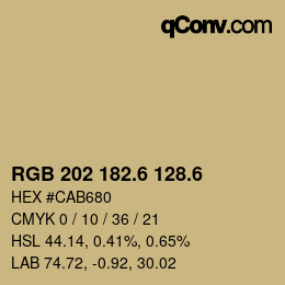カラーコード: RGB 202 182.6 128.6 | qconv.com