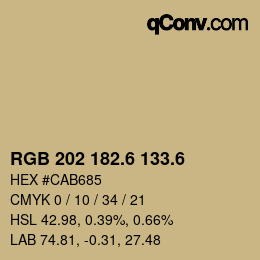 カラーコード: RGB 202 182.6 133.6 | qconv.com