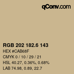 カラーコード: RGB 202 182.6 143 | qconv.com