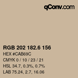 カラーコード: RGB 202 182.6 156 | qconv.com