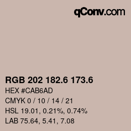 カラーコード: RGB 202 182.6 173.6 | qconv.com