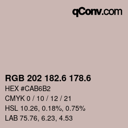 カラーコード: RGB 202 182.6 178.6 | qconv.com