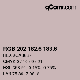 カラーコード: RGB 202 182.6 183.6 | qconv.com