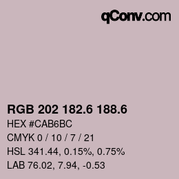 カラーコード: RGB 202 182.6 188.6 | qconv.com