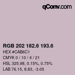 カラーコード: RGB 202 182.6 193.6 | qconv.com