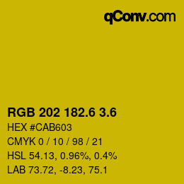 カラーコード: RGB 202 182.6 3.6 | qconv.com
