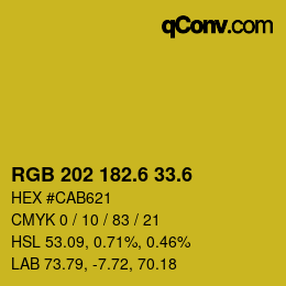 カラーコード: RGB 202 182.6 33.6 | qconv.com
