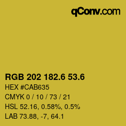 カラーコード: RGB 202 182.6 53.6 | qconv.com