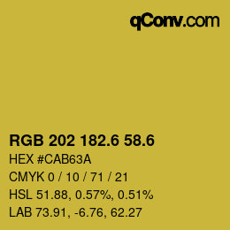 カラーコード: RGB 202 182.6 58.6 | qconv.com