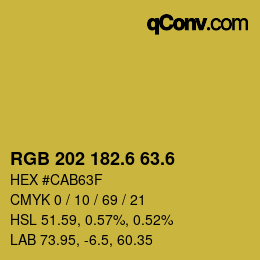カラーコード: RGB 202 182.6 63.6 | qconv.com
