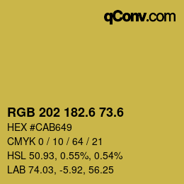 カラーコード: RGB 202 182.6 73.6 | qconv.com
