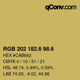 カラーコード: RGB 202 182.6 98.6 | qconv.com