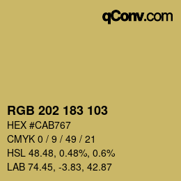 Color code: RGB 202 183 103 | qconv.com