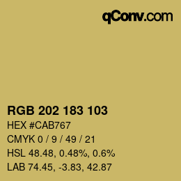 カラーコード: RGB 202 183 103 | qconv.com