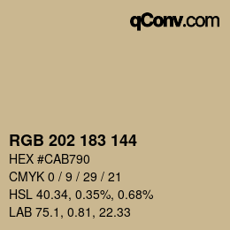 カラーコード: RGB 202 183 144 | qconv.com