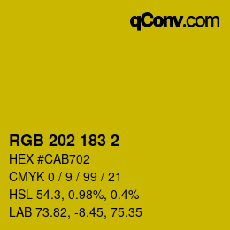 颜色代码: RGB 202 183 2 | qconv.com