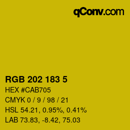 カラーコード: RGB 202 183 5 | qconv.com