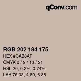 カラーコード: RGB 202 184 175 | qconv.com