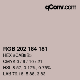 颜色代码: RGB 202 184 181 | qconv.com