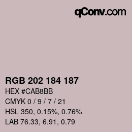 颜色代码: RGB 202 184 187 | qconv.com
