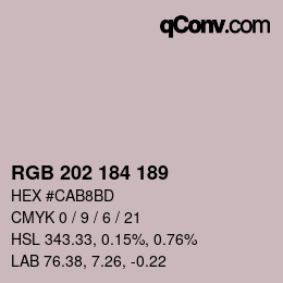 Color code: RGB 202 184 189 | qconv.com