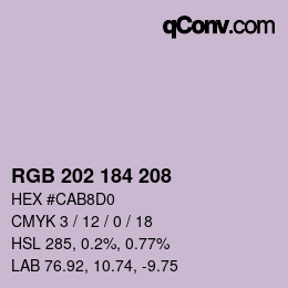 カラーコード: RGB 202 184 208 | qconv.com