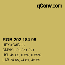 Color code: RGB 202 184 98 | qconv.com