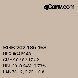 Code couleur: RGB 202 185 168 | qconv.com
