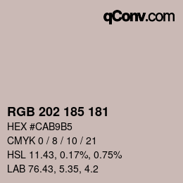 颜色代码: RGB 202 185 181 | qconv.com
