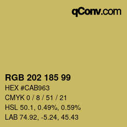 颜色代码: RGB 202 185 99 | qconv.com