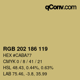 Color code: RGB 202 186 119 | qconv.com