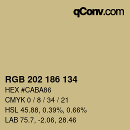 Color code: RGB 202 186 134 | qconv.com
