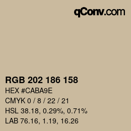 Color code: RGB 202 186 158 | qconv.com